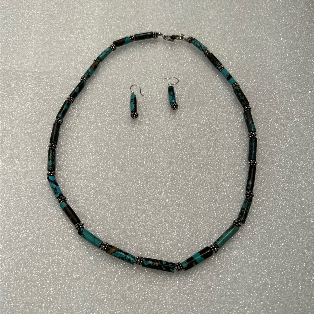Turquoise and Thai Silver Necklace and Earrings